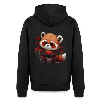Mignon panda rouge Saint-Valentin Roses amoureux des animaux - Veste à capuche bio Premium Unisexe - noir - Dos - Nico (187cm)