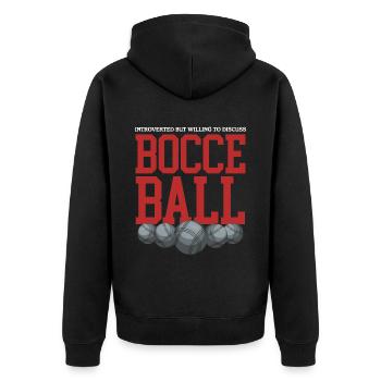 Boccia Bocciaspieler Bocce Boulesport Geschenk - Unisex Premium Bio Zip Hoodie - Schwarz - Hinten - Nico (187cm)
