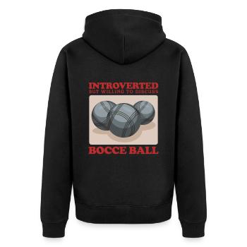 Boccia Bocciaspieler Boulesport Bocce Geschenk - Unisex Premium Bio Zip Hoodie - Schwarz - Hinten - Nico (187cm)