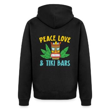 Peace Love & Tiki Bars Luau Party Tiki Bar - Unisex Premium Organic Zip Hoodie - black - Back - Nico (187cm)