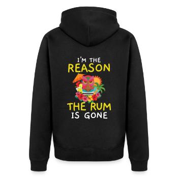 I'm the reason why the rum is gone Luau Part - Unisex Premium Organic Zip Hoodie - black - Back - Nico (187cm)