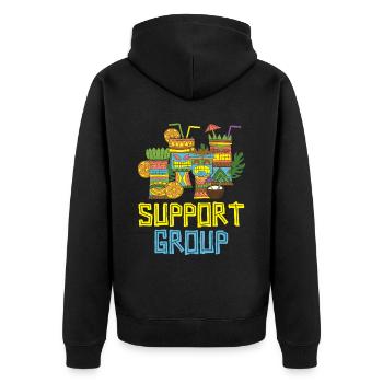 Support Group Hawaiian Luau Party Tiki Ba - Unisex Premium Organic Zip Hoodie - black - Back - Nico (187cm)
