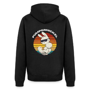 Pumpernickel Hase Powerlifting Gewichtheben - Unisex Premium Bio Zip Hoodie - Schwarz - Hinten - Nico (187cm)
