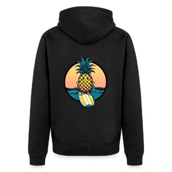 Ananas kawaii au coucher du soleil - Veste à capuche bio Premium Unisexe - noir - Dos - Nico (187cm)