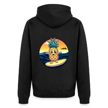 Ananas kawaii au coucher du soleil - Veste à capuche bio Premium Unisexe - noir - Dos - Nico (187cm)
