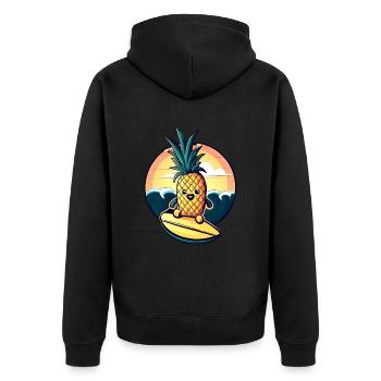 Ananas kawaii au coucher du soleil - Veste à capuche bio Premium Unisexe - noir - Dos - Nico (187cm)