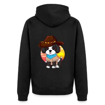 Cowboy dog in sunset - Unisex Premium Organic Zip Hoodie - black - Back - Nico (187cm)
