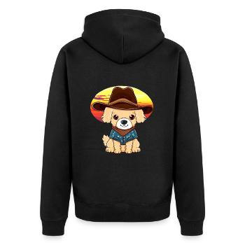 Cowboy dog in sunset - Unisex Premium Organic Zip Hoodie - black - Back - Nico (187cm)