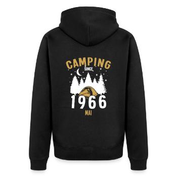 Geburtstag: Camping seit Mai 1966 Zelten - Unisex Premium Bio Zip Hoodie - Schwarz - Hinten - Nico (187cm)