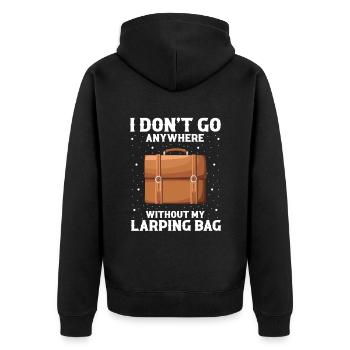 Larping Quote for Roleplaying and Larper - Unisex Premium Organic Zip Hoodie - black - Back - Nico (187cm)