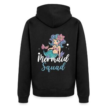 Meerjungfrau Squad Mythos Folklore Unterwasser Aquatisch - Unisex Premium Bio Zip Hoodie - Schwarz - Hinten - Nico (187cm)