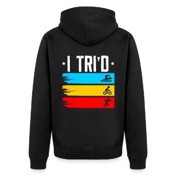 Triathlon Athlète Triathlète Natation Vélo Course - Veste à capuche bio Premium Unisexe - noir - Dos - Nico (187cm)