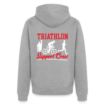 Triathlon Athlet Triathlet Schwimmen Radfahren Laufen - Unisex Premium Bio Zip Hoodie - Grau meliert - Hinten - Nico (187cm)