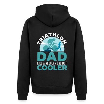 Triathlon Athlet Triathlet Schwimmen Radfahren Laufen - Unisex Premium Bio Zip Hoodie - Schwarz - Hinten - Nico (187cm)