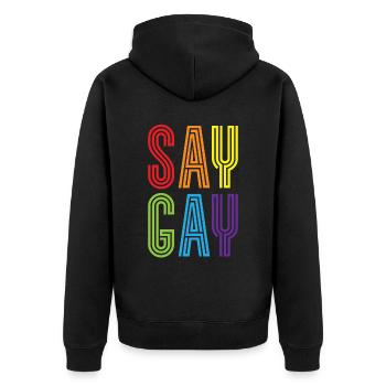 Gay Rights Rainbow Pride Month LGBTQ Gay Pride - Unisex Premium Bio Zip Hoodie - Schwarz - Hinten - Nico (187cm)