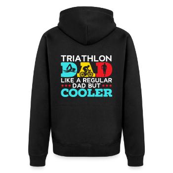 Triathlon Athlet Triathlet Schwimmen Radfahren Laufen - Unisex Premium Bio Zip Hoodie - Schwarz - Hinten - Nico (187cm)