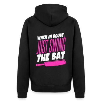 Lustige Cricket-Sprüche für Frauen - Unisex Premium Bio Zip Hoodie - Schwarz - Hinten - Nico (187cm)
