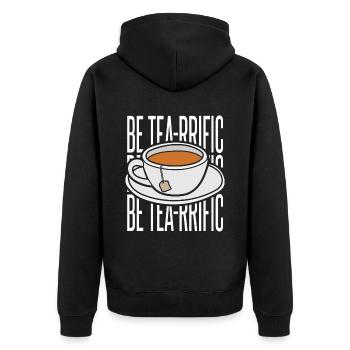 Funny Tea Lover Gift - Unisex Premium Organic Zip Hoodie - black - Back - Nico (187cm)