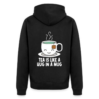 Kawaii Tee - Unisex Premium Bio Zip Hoodie - Schwarz - Hinten - Nico (187cm)