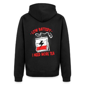 J’ai besoin de plus de thé | Sachet de thé | Infusion de thé amusante - Veste à capuche bio Premium Unisexe - noir - Dos - Nico (187cm)