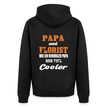 Papa und Florist - Unisex Premium Bio Zip Hoodie - Schwarz - Hinten - Nico (187cm)