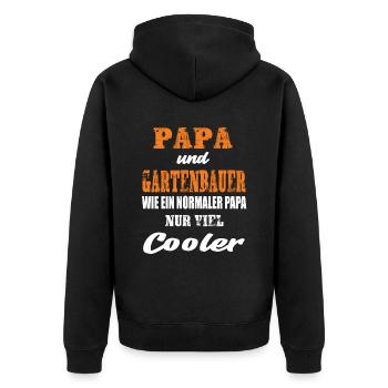 Papa und Gartenbauer - Unisex Premium Bio Zip Hoodie - Schwarz - Hinten - Nico (187cm)