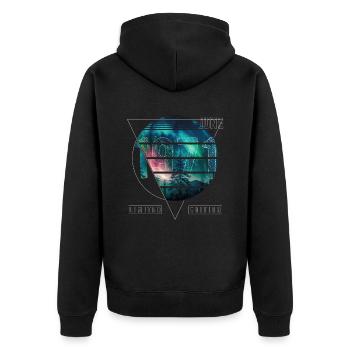 Limited Edition 1971 Juni Geburtstag Polarlicht - Unisex Premium Bio Zip Hoodie - Schwarz - Hinten - Nico (187cm)