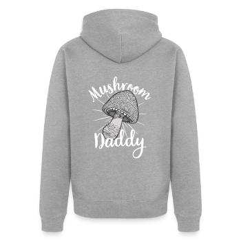 Pilzsammler Pilz Pilzjäger Pilzliebhaber Pilzfarm - Unisex Premium Bio Zip Hoodie - Grau meliert - Hinten - Nico (187cm)