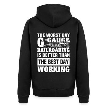 Gartenbahn Spur G Modelleisenbahn - Unisex Premium Bio Zip Hoodie - Schwarz - Hinten - Nico (187cm)