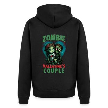 Zombie Valentines Couple Cute Anime Chibi Zombies - Unisex Premium Organic Zip Hoodie - black - Back - Nico (187cm)