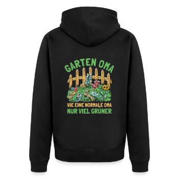 Garten Oma Wie Eine Normale Oma Nur Viel Grüner - Unisex Premium Bio Zip Hoodie - Schwarz - Hinten - Nico (187cm)