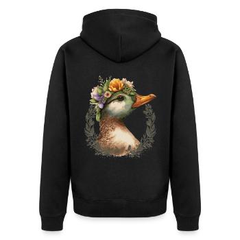 Duck Flower Crown Floral Farm Animal Ducks - Unisex Premium Bio Zip Hoodie - Schwarz - Hinten - Nico (187cm)