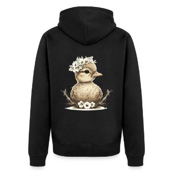 Baby Duck Flower Crown Duckling Floral Farm Animal - Unisex Premium Organic Zip Hoodie - black - Back - Nico (187cm)