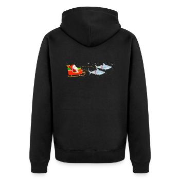 Hai Weihnachtsmann Weihnachtsschlitten - Unisex Premium Bio Zip Hoodie - Schwarz - Hinten - Nico (187cm)