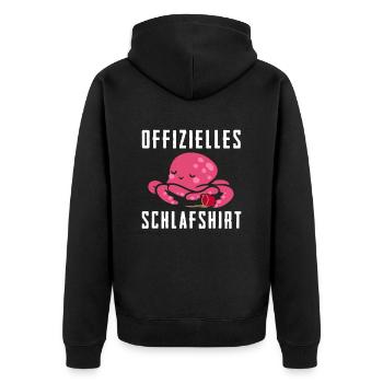 Offizielles Schlafshirt Krake Oktopus Tintenfisch - Unisex Premium Bio Zip Hoodie - Schwarz - Hinten - Nico (187cm)