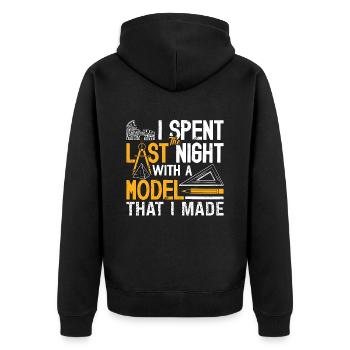 Architecture I Spent The Night With Architectural - Unisex Premium Organic Zip Hoodie - black - Back - Nico (187cm)