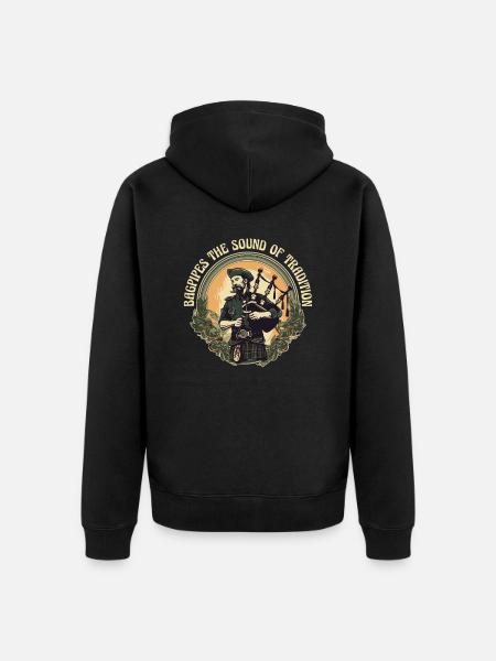Bagpiper Scottish bagpipe sound - Unisex Premium Organic Zip Hoodie - black