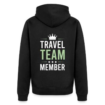 Travel Team - Unisex Premium Bio Zip Hoodie - Schwarz - Hinten - Nico (187cm)
