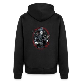 Dudelsackspieler schottischer Bagpipe-Musik - Unisex Premium Bio Zip Hoodie - Schwarz - Hinten - Nico (187cm)