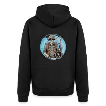 Sondengänger Sondler sondeln Vintage - Unisex Premium Bio Zip Hoodie - Schwarz - Hinten - Nico (187cm)