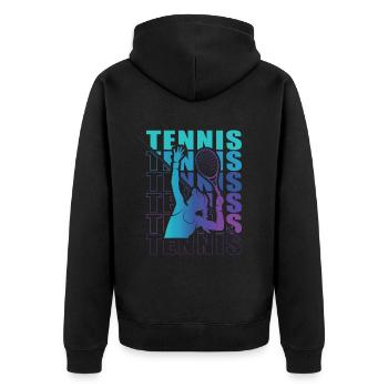 Vêtements pour joueurs de tennis Tennis Femmes Filles - Veste à capuche bio Premium Unisexe - noir - Dos - Nico (187cm)