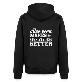 Aloe Vera makes everything Better Pflanze - Unisex Premium Bio Zip Hoodie - Schwarz - Hinten - Nico (187cm)