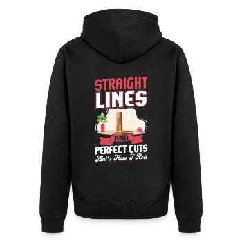Laying Straight Lines - Flooring Installer - Unisex Premium Bio Zip Hoodie - Schwarz - Hinten - Nico (187cm)