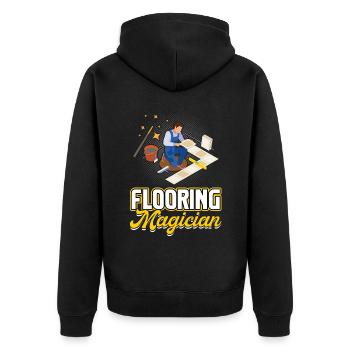 Flooring Magician - Flooring Installer - Unisex Premium Bio Zip Hoodie - Schwarz - Hinten - Nico (187cm)