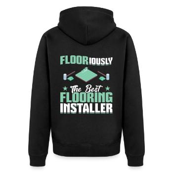 Best Flooring Installer - Unisex Premium Bio Zip Hoodie - Schwarz - Hinten - Nico (187cm)