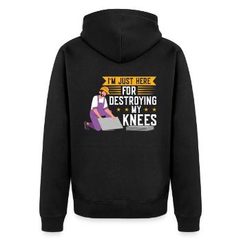 I Destroy My Knees While Flooring - Unisex Premium Bio Zip Hoodie - Schwarz - Hinten - Nico (187cm)