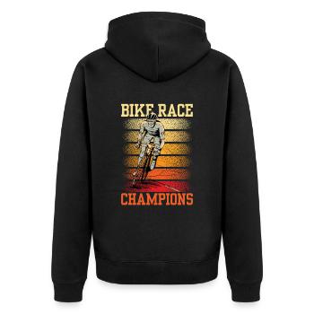 Cycling Champions, Cycling, Cyclists - Unisex Premium Organic Zip Hoodie - black - Back - Nico (187cm)
