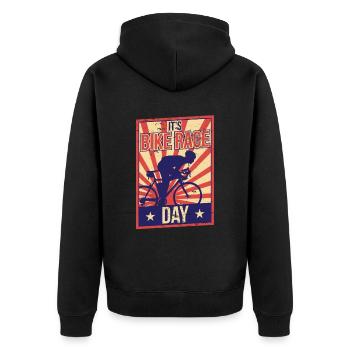 Es Ist Der Tag Des Radrennens Radrennen Fahrrad - Unisex Premium Bio Zip Hoodie - Schwarz - Hinten - Nico (187cm)