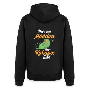 Kakapo nur ein Mädchen Papagei Kakapo - Unisex Premium Bio Zip Hoodie - Schwarz - Hinten - Nico (187cm)