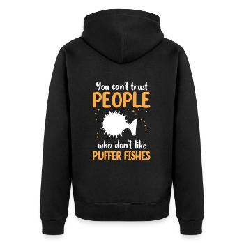 Les poissons-globes ne font pas confiance aux poissons-globes géants - Veste à capuche bio Premium Unisexe - noir - Dos - Nico (187cm)
